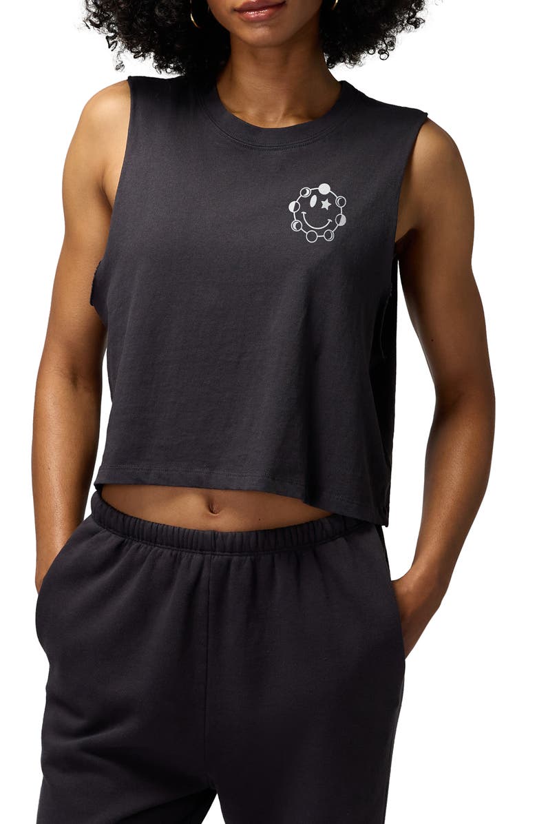 Spiritual Gangster Callie Gratitude Cotton Graphic Crop Tank, Main, color, 