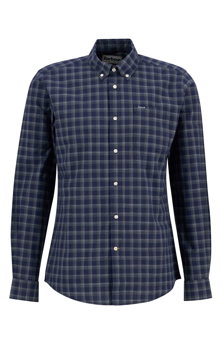 Barbour Bramwell Check Button Down Shirt, Alternate, color, Navy