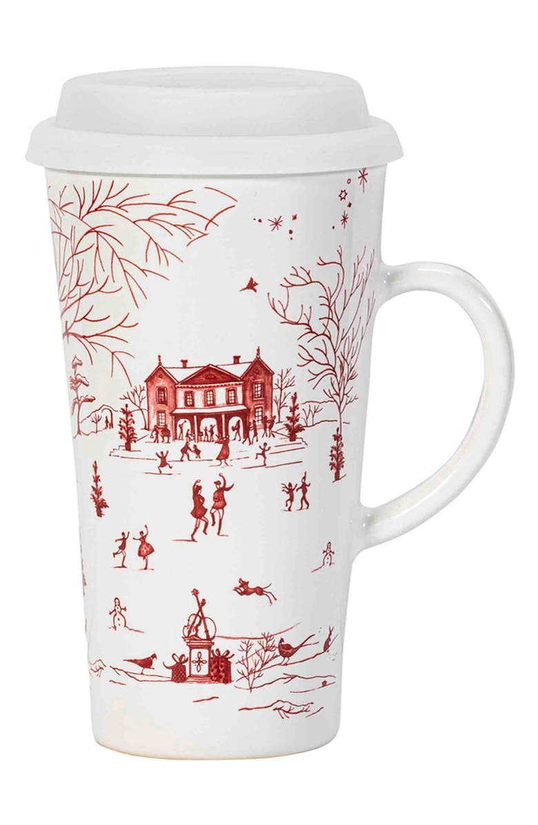 Juliska Country Estate Winter Frolic Lidded Travel Mug, Main, color, 