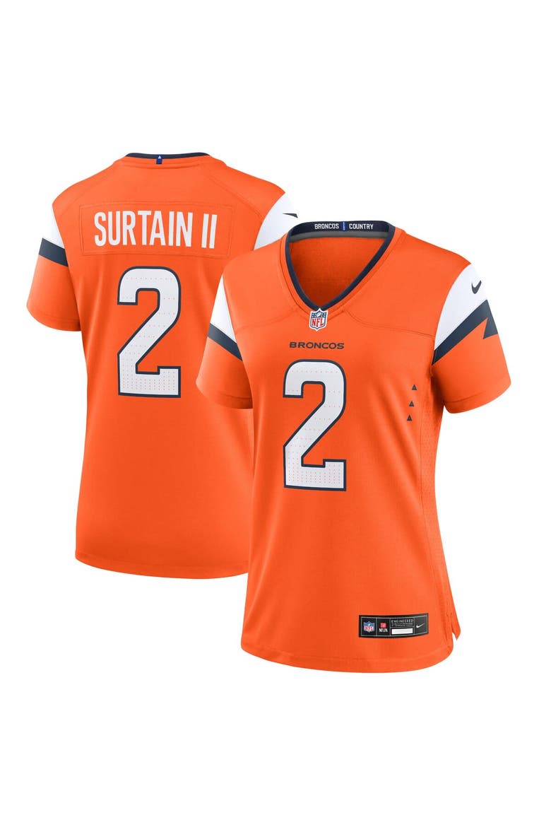 Women's Nike Patrick Surtain II Orange Denver Broncos Mile High Collection Game Jersey, Main, color, Orange