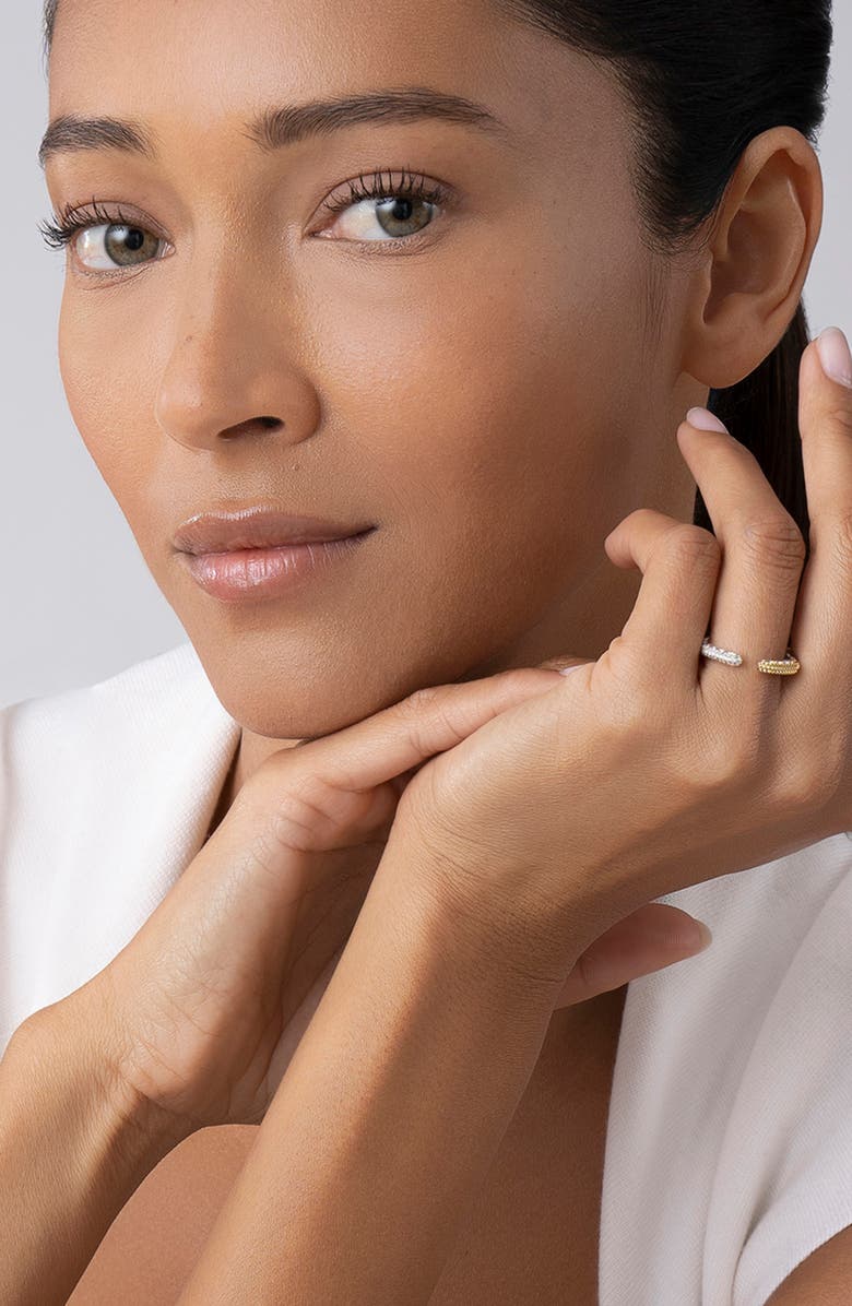 LAGOS Caviar Lux Open Stacking Ring, Alternate, color, Two Tone/ Diamond