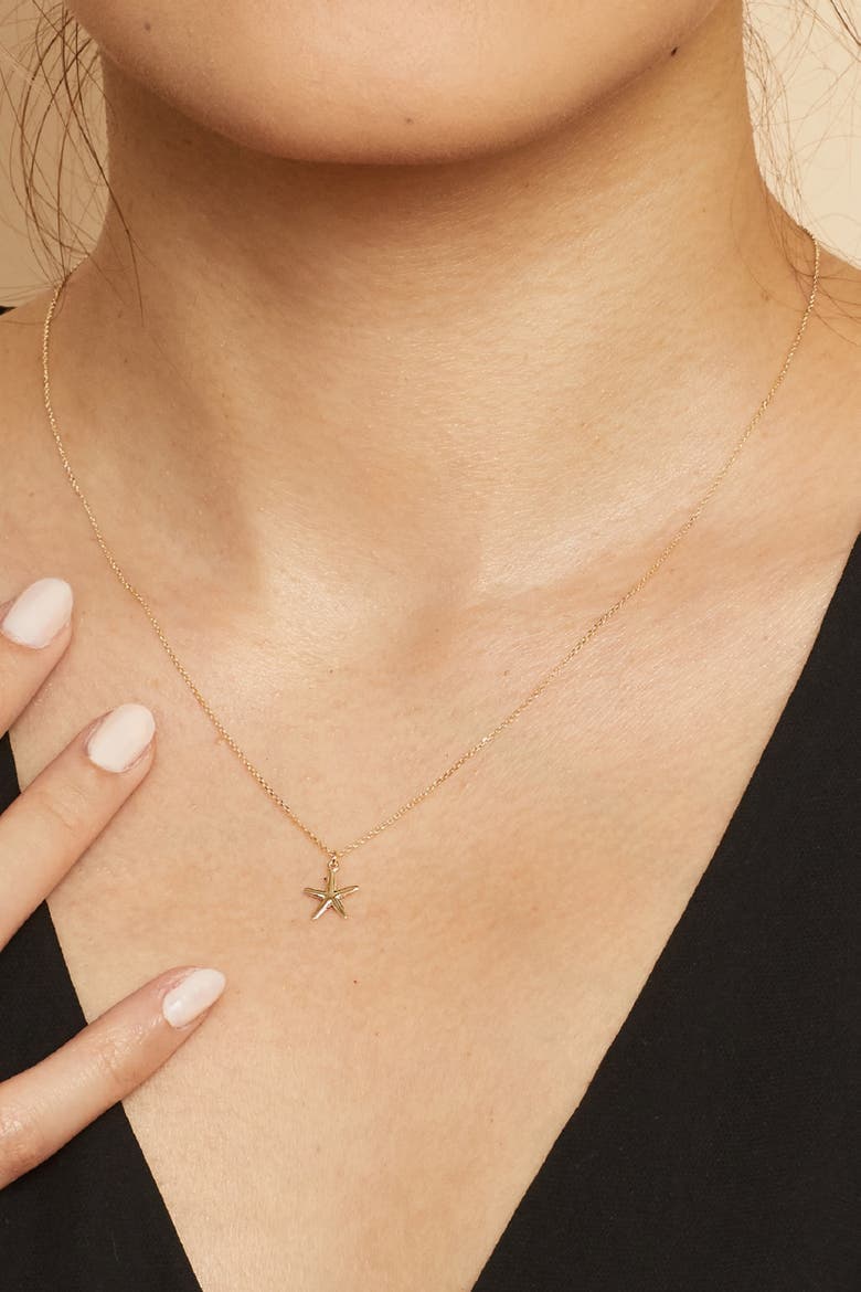14K Yellow Gold Starfish Pendant Charm, Alternate, color, Yellow Gold
