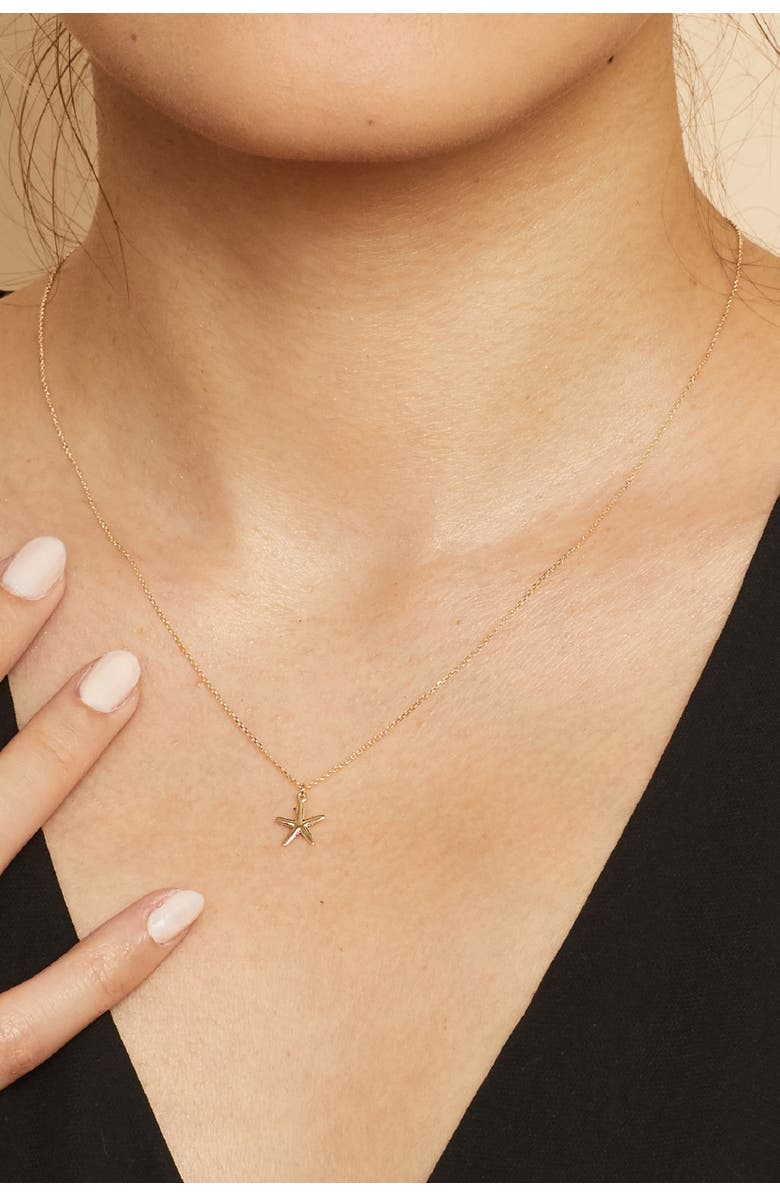 Oradina 14K Yellow Gold Starfish Pendant Charm, Alternate, color, Yellow Gold