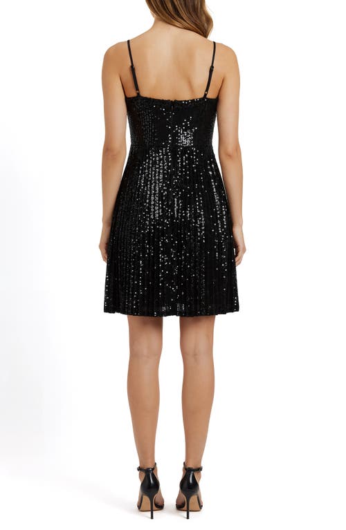 Lush Pleated Sequin Minidress In Black