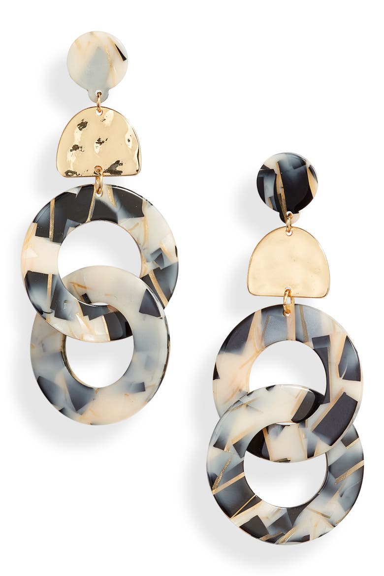 Linked Hoop Earrings, Main, color, BEIGE/ GOLD