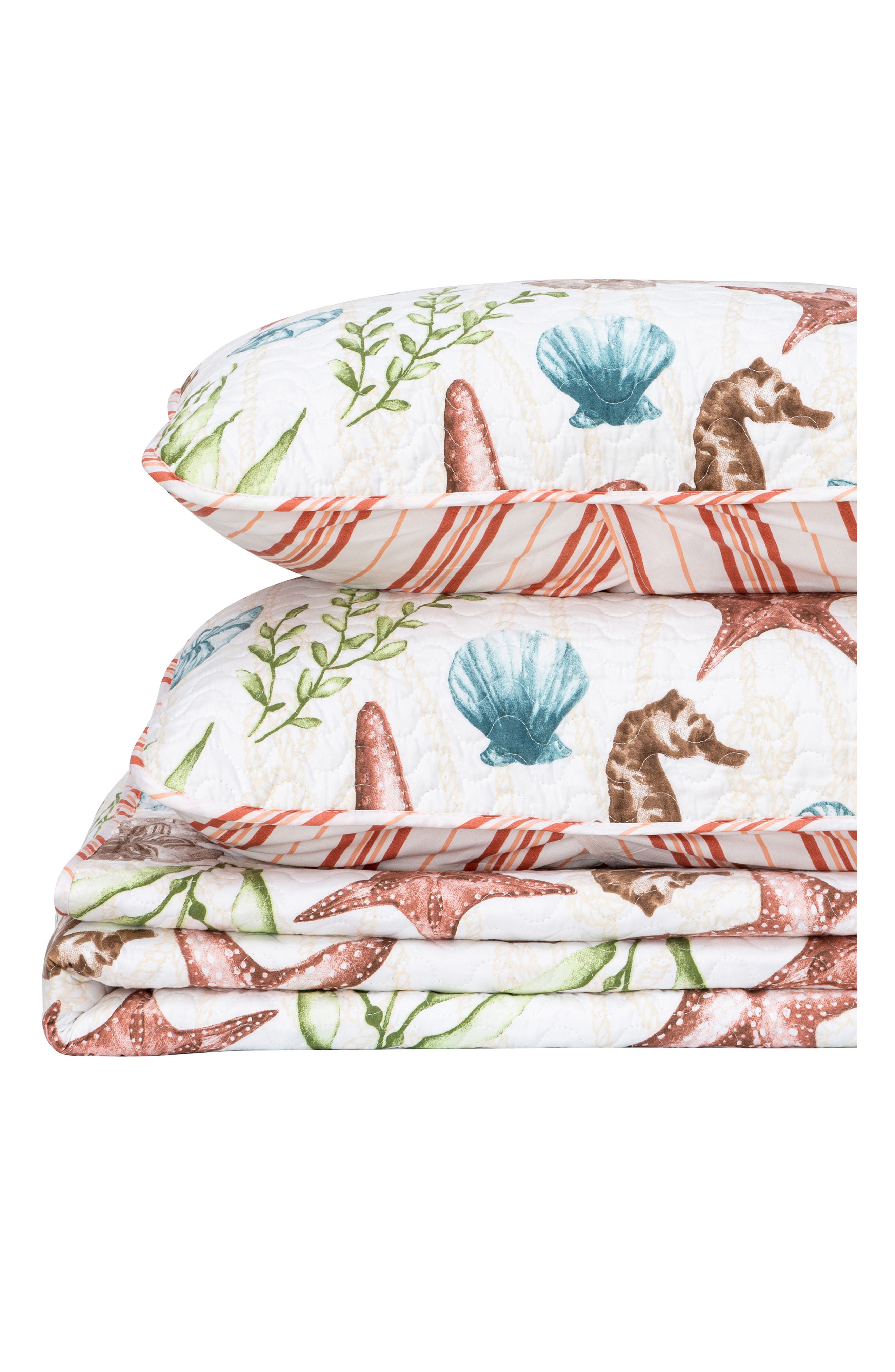 Woven & Weft Starfish Seahorse Reversible Microfiber Quilt Set