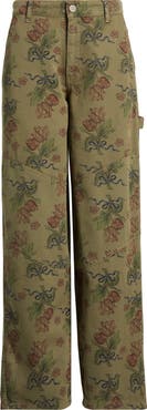 Damson Madder Drew Floral Print Relaxed Utility Jeans