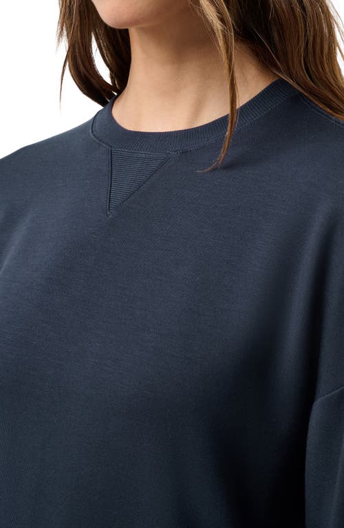 Travismathew Cloud Terry Crewneck Pullover In Navy Blazer In Blue