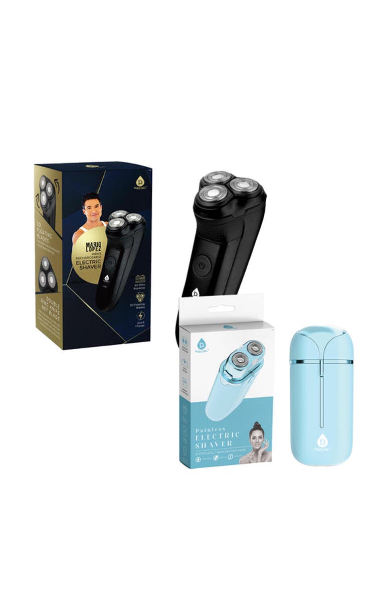 PURSONIC Shaving Power Bundle Mario Lopez Men's Rechargeable Electric Shaver & Painless Electric Shaver, Main, color, Multicolor