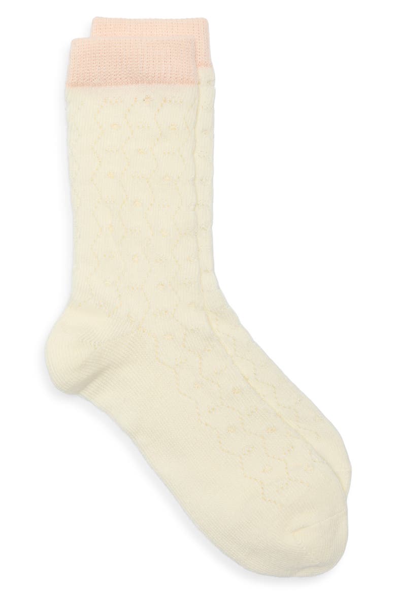 Mia Pointelle Crew Socks, Alternate, color, IVORY
