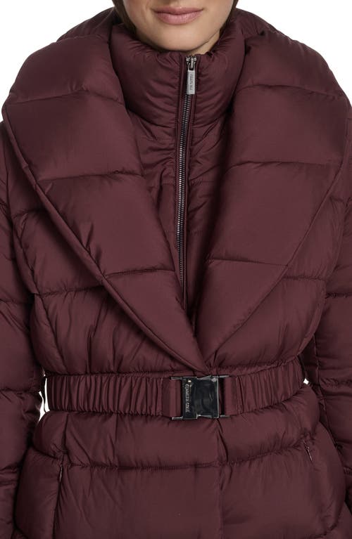 Kenneth Cole New York Water Resistant Pillow Collar Puffer Coat In Brown