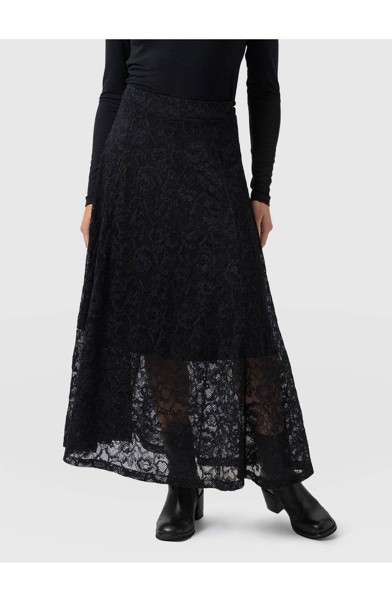 Saint + Sofia Lana A-Line Skirt, Alternate, color, Black Lace