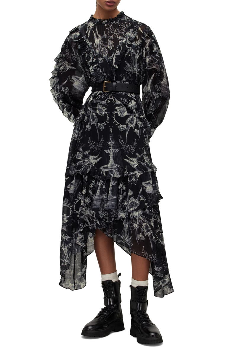 AllSaints Tessa Aurelia Long Sleeve Midi Dress, Alternate, color, 