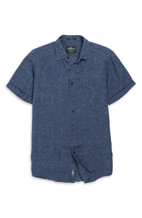 Rodd & Gunn Palm Beach Sports Fit Short Sleeve Linen Button-up Shirt In Blue