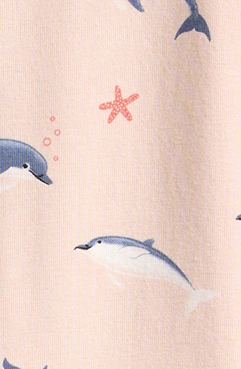 Petit Lem Dolphins Organic Cotton Blend Convertible Romper, Alternate, color, Light Pink