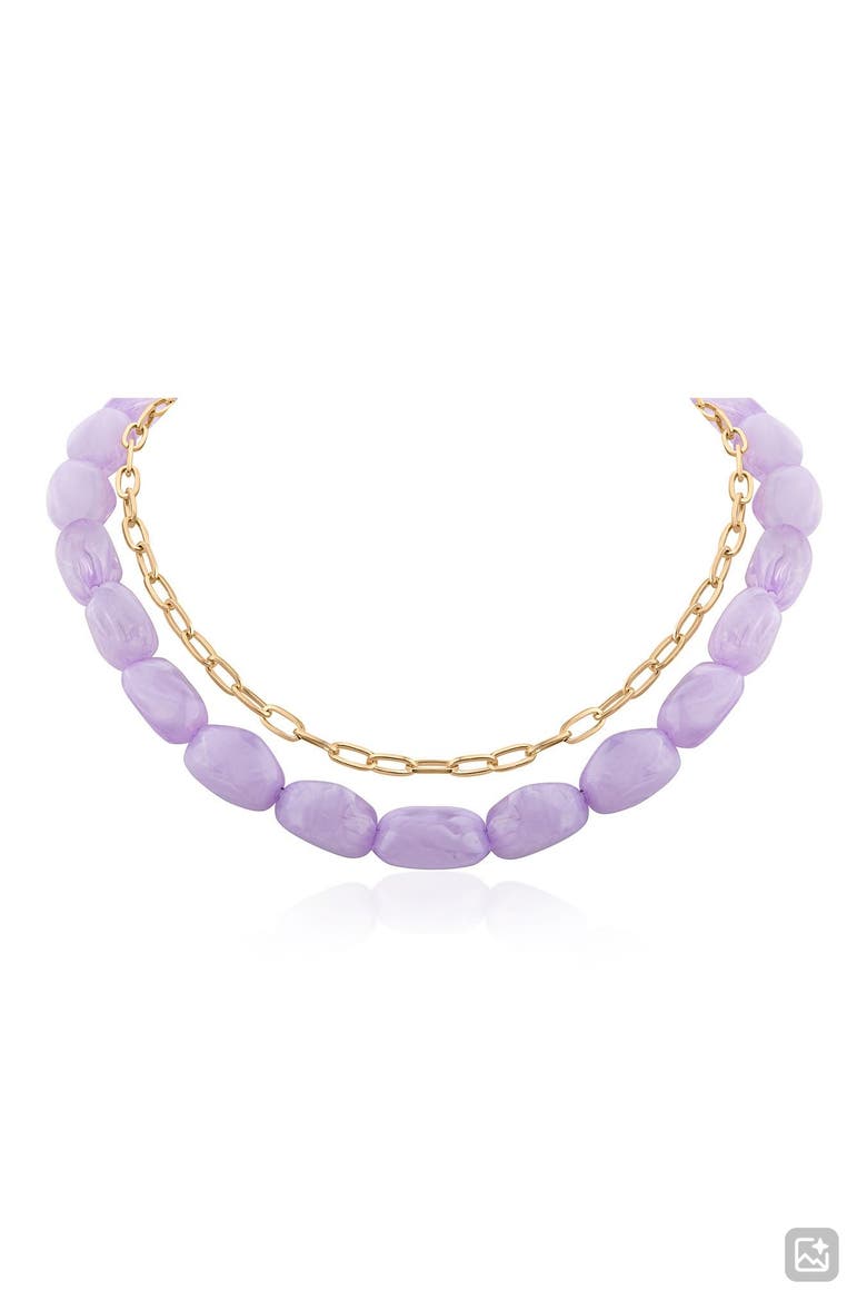 Set of 2 Paper Clip Chain & Faux Stone Necklaces (Nordstrom Exclusive), Main, color, LAVANDER/ GOLD