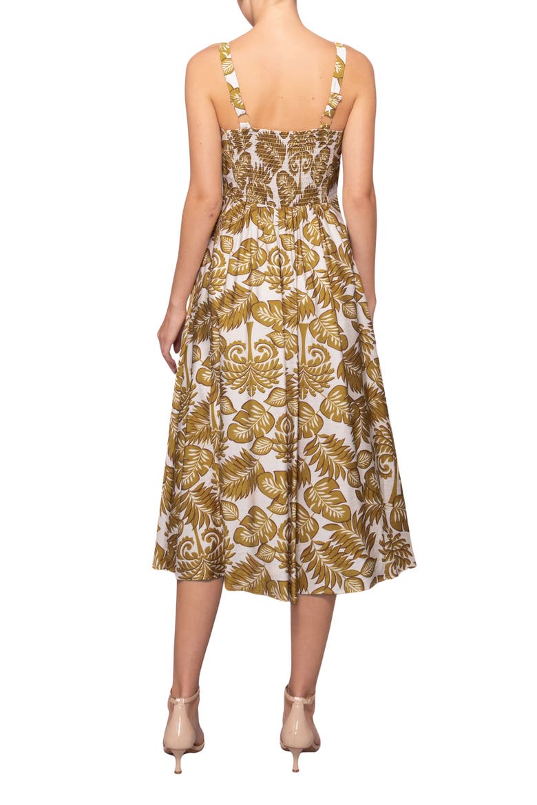 Sleeveless Fit & Flare Midi Dress, Alternate, color, OLIVE LEAF PRINT