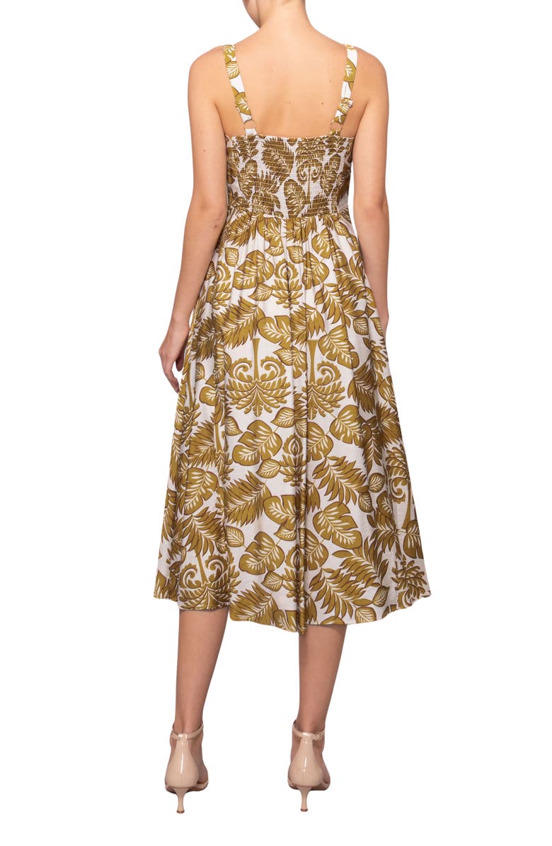 MELLODAY Sleeveless Fit & Flare Midi Dress, Alternate, color, Olive Leaf Print