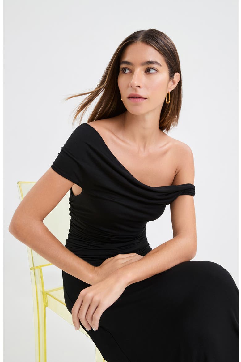 Manon Off the Shoulder Maxi Dress, Alternate, color, BLACK