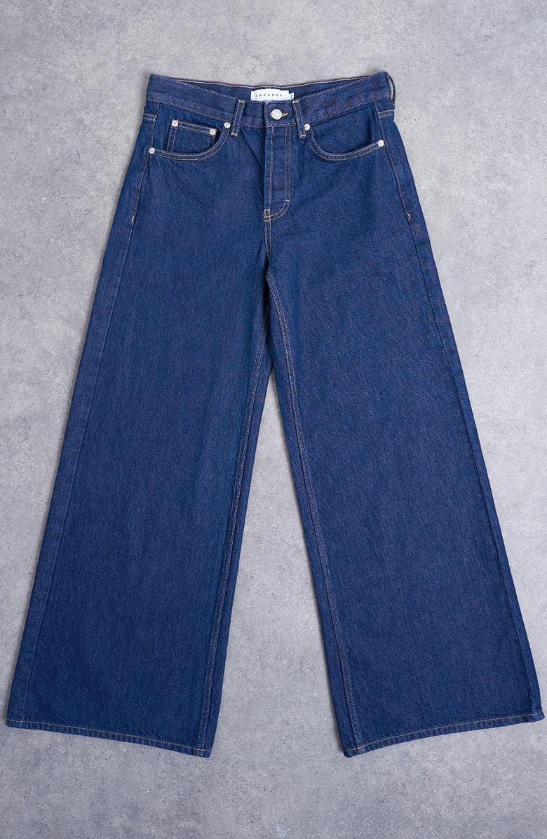 Topshop Horizon Wide Leg Jeans, Alternate, color, Medium Blue