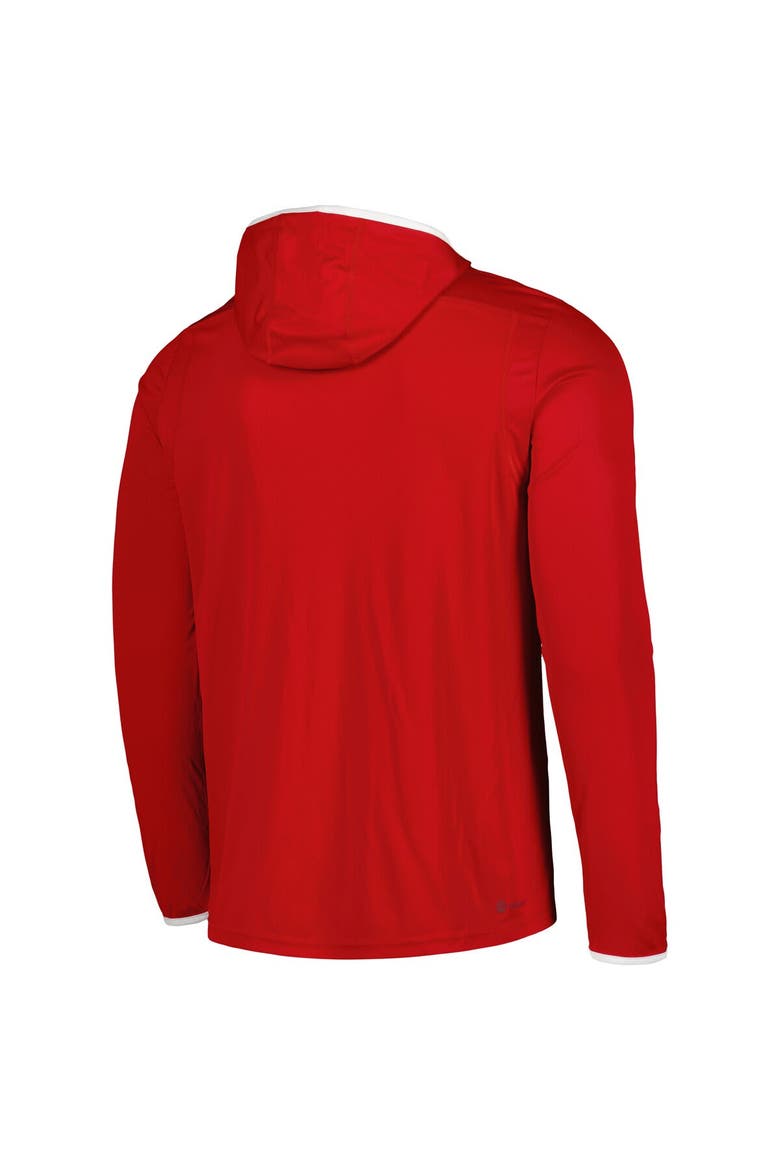 Men's adidas Red Detroit Red Wings Team Long Sleeve Quarter-Zip Hoodie T-Shirt, Alternate, color, Red