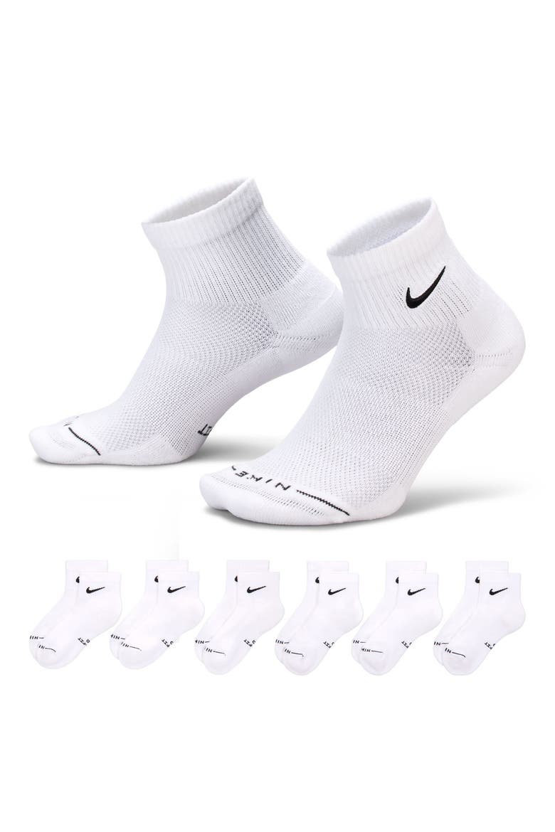 Assorted 6-Pack Dri-FIT Cushioned Quarter Socks, Alternate, color, WHITE/ BLACK