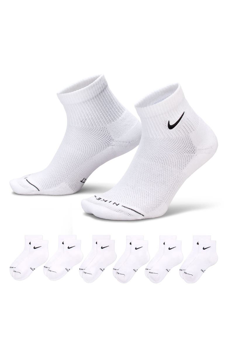 Nike Assorted 6-Pack Dri-FIT Cushioned Quarter Socks, Alternate, color, White/ Black