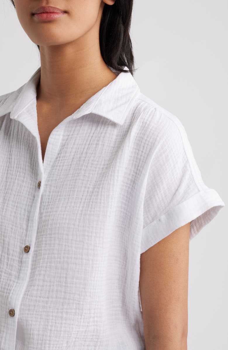 beachlunchlounge Devin Gauze Shirt, Alternate, color, White