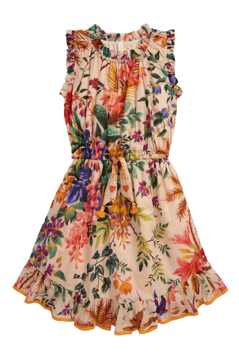 Kids' Tropicana Print Cotton Flip Dress, Main, color, CREAM FLORAL