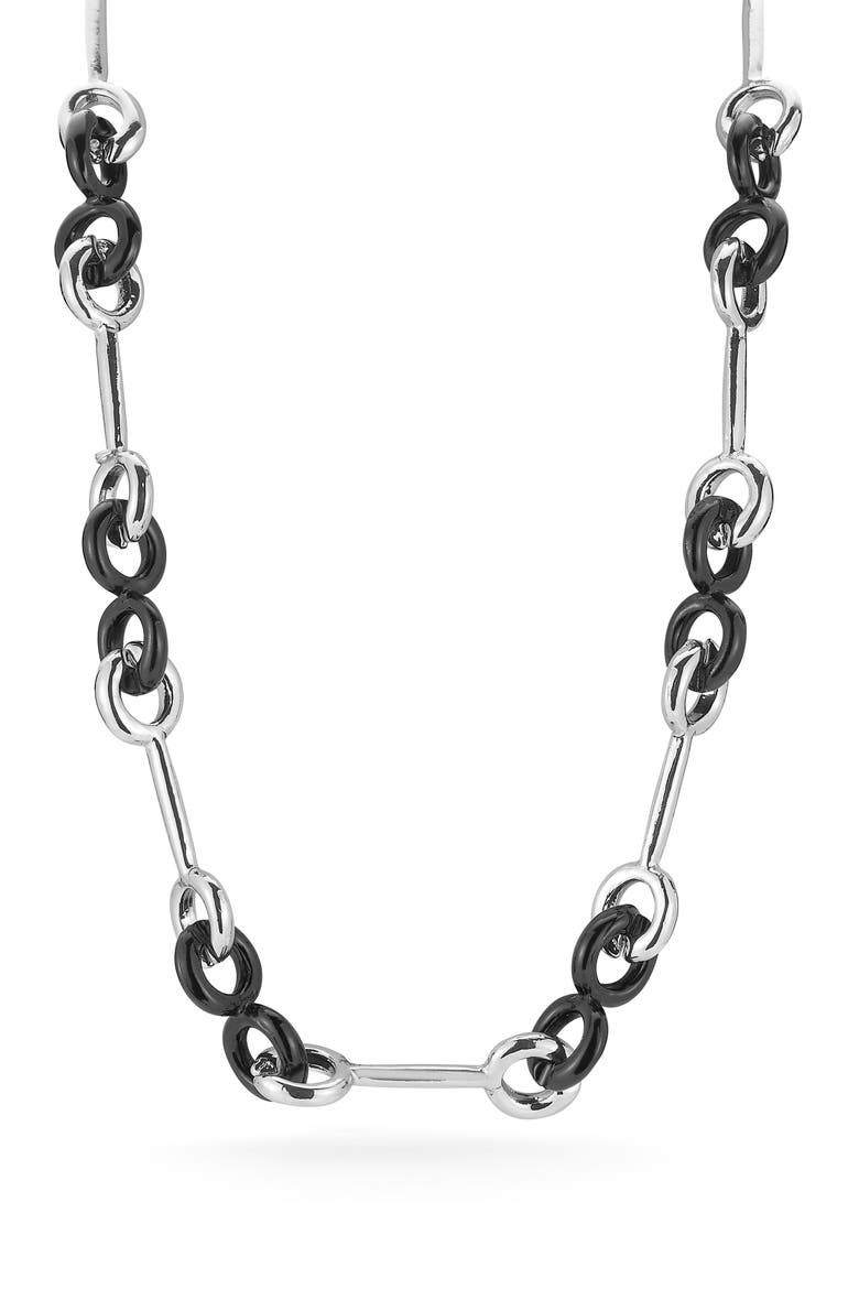 Enamel Link Necklace, Main, color, SILVER