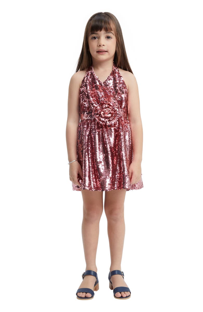 Bardot Junior Kids' Azalea Sequin Halter Party Dress, Alternate, color, 