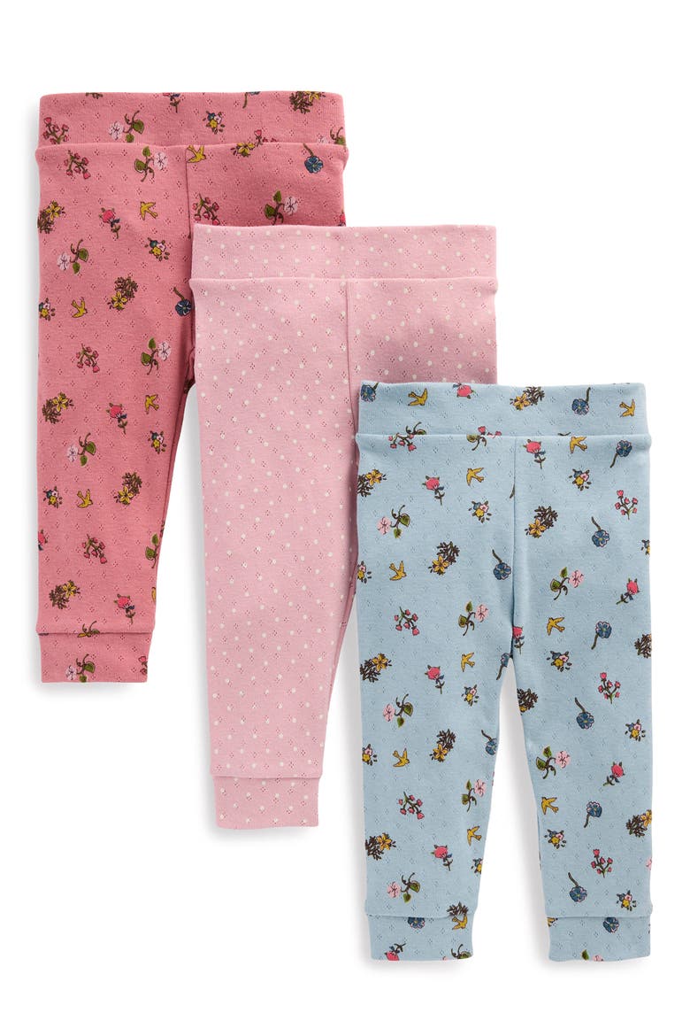 Kids' 3-Pack Pointelle Leggings, Main, color, PINK SPACED FLORAL
