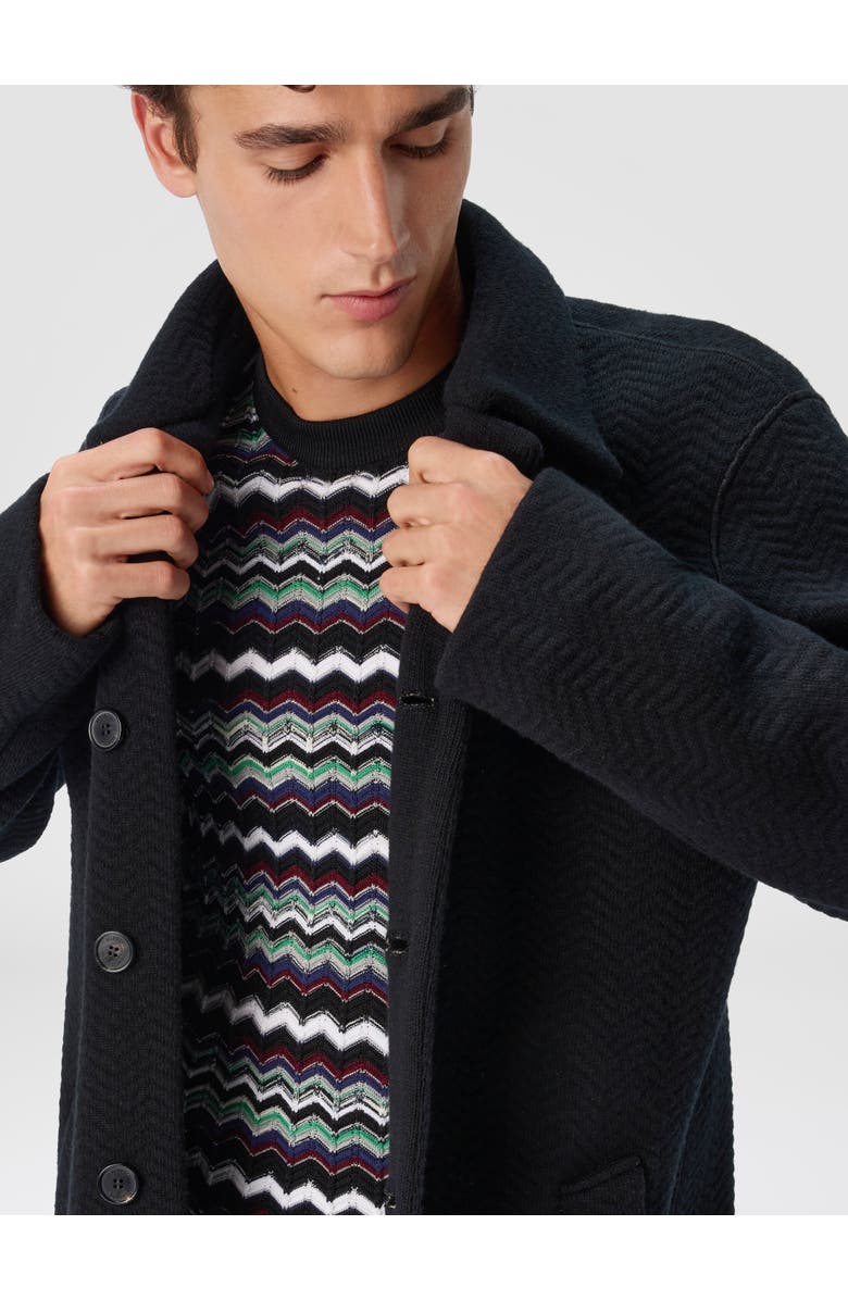 Missoni Double Knit Coat With Zigzag Pattern, Alternate, color, Black