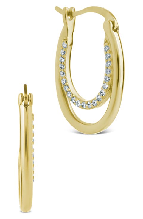 Ellen Pavé Cubic Zirconia Double Oval Hoop Earrings
