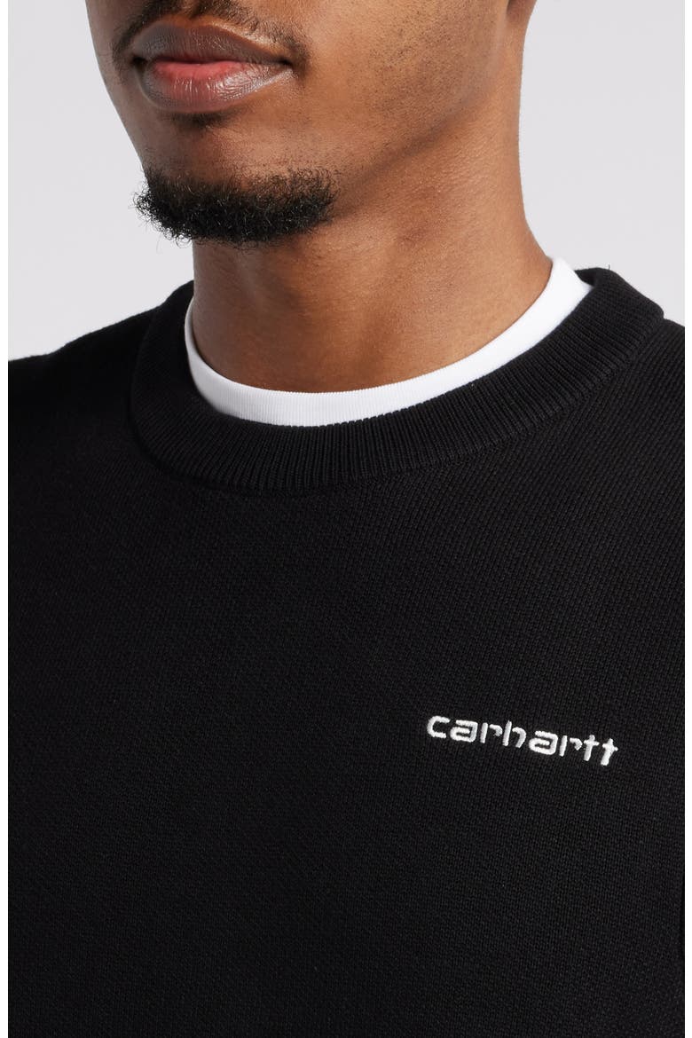 Logo Embroidered Cotton Sweater Vest, Alternate, color, BLACK / WHITE