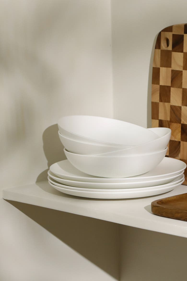 Taglio Bone China 12-piece Dinnerware Set, Alternate, color, Matte White