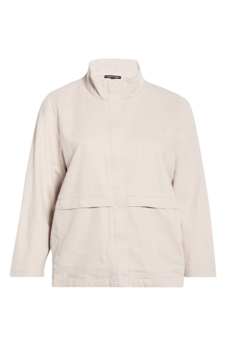 Eileen Fisher Zip-Up Organic Cotton & Organic Linen Jacket, Main, color, Chalk