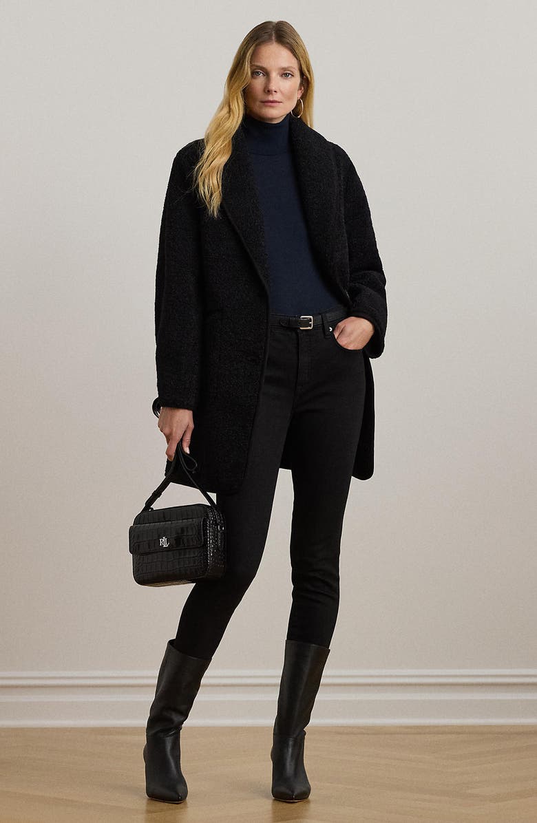 Lauren Ralph Lauren Shawl Collar Faux Shearling Coat, Alternate, color, 