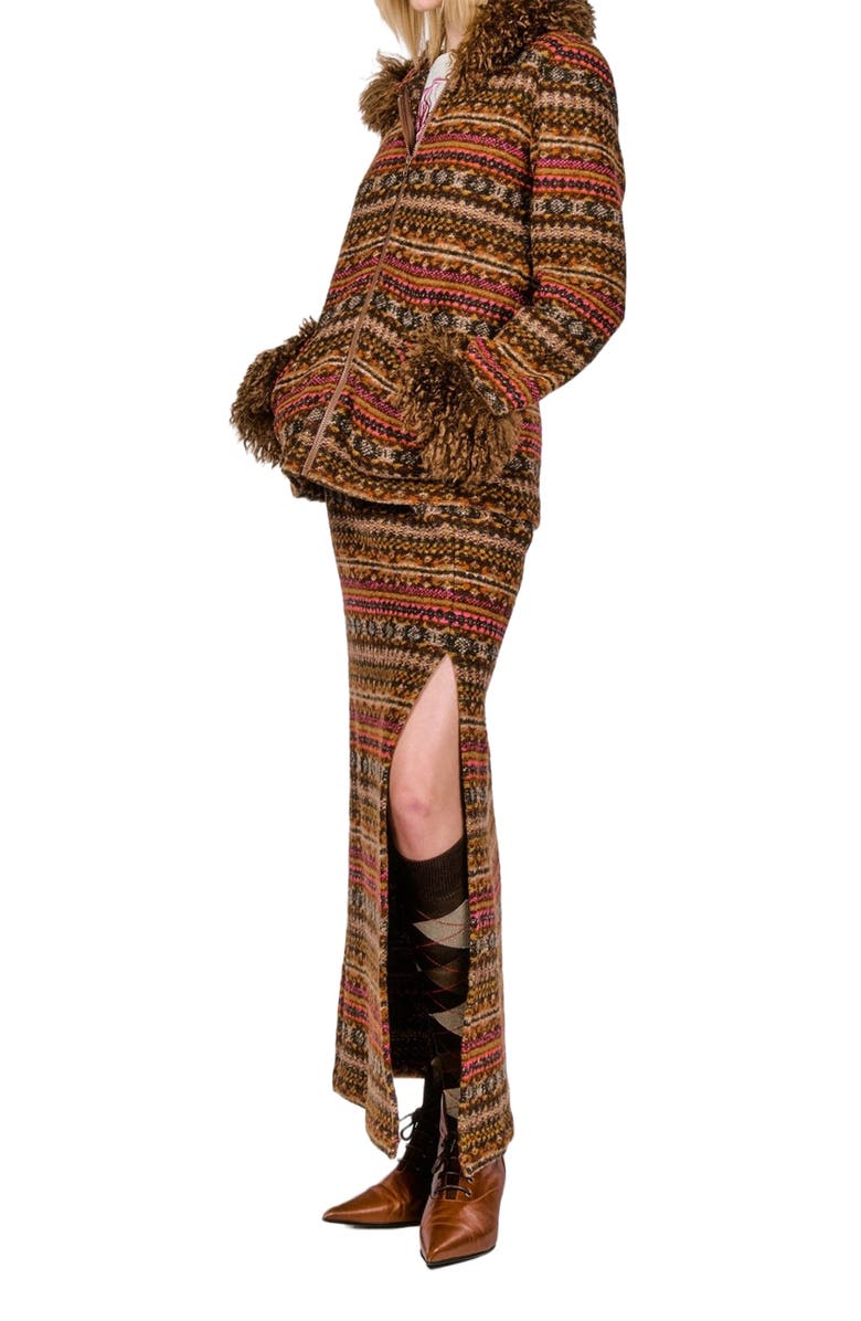 Anna Sui Fair Isle Fleece Hooded Jacket, Alternate, color, 