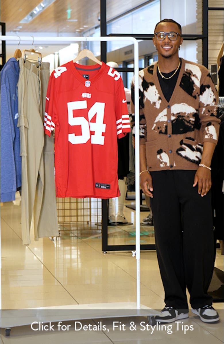 Men's Nike Fred Warner Scarlet San Francisco 49ers Player Game Jersey, sales video thumbnail