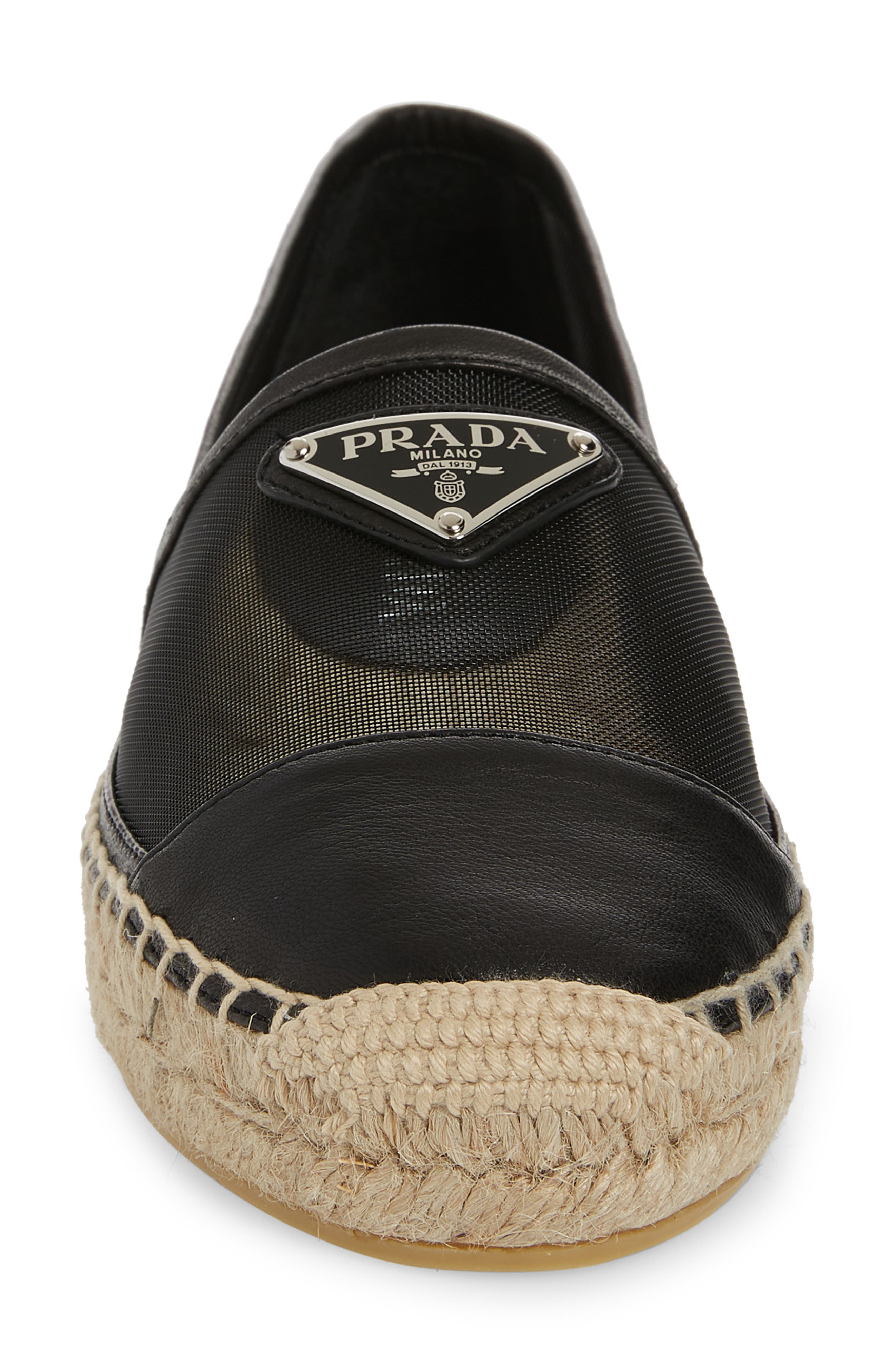 Prada Mesh Espadrille Flat, Alternate, color, 