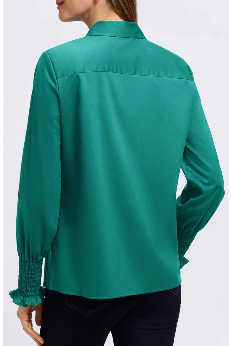 Avril Matte Sateen Button-Up Shirt, Alternate, color, EMERALD