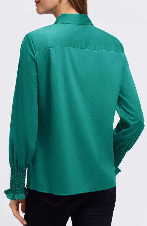 Foxcroft Avril Matte Sateen Button-up Shirt In Green