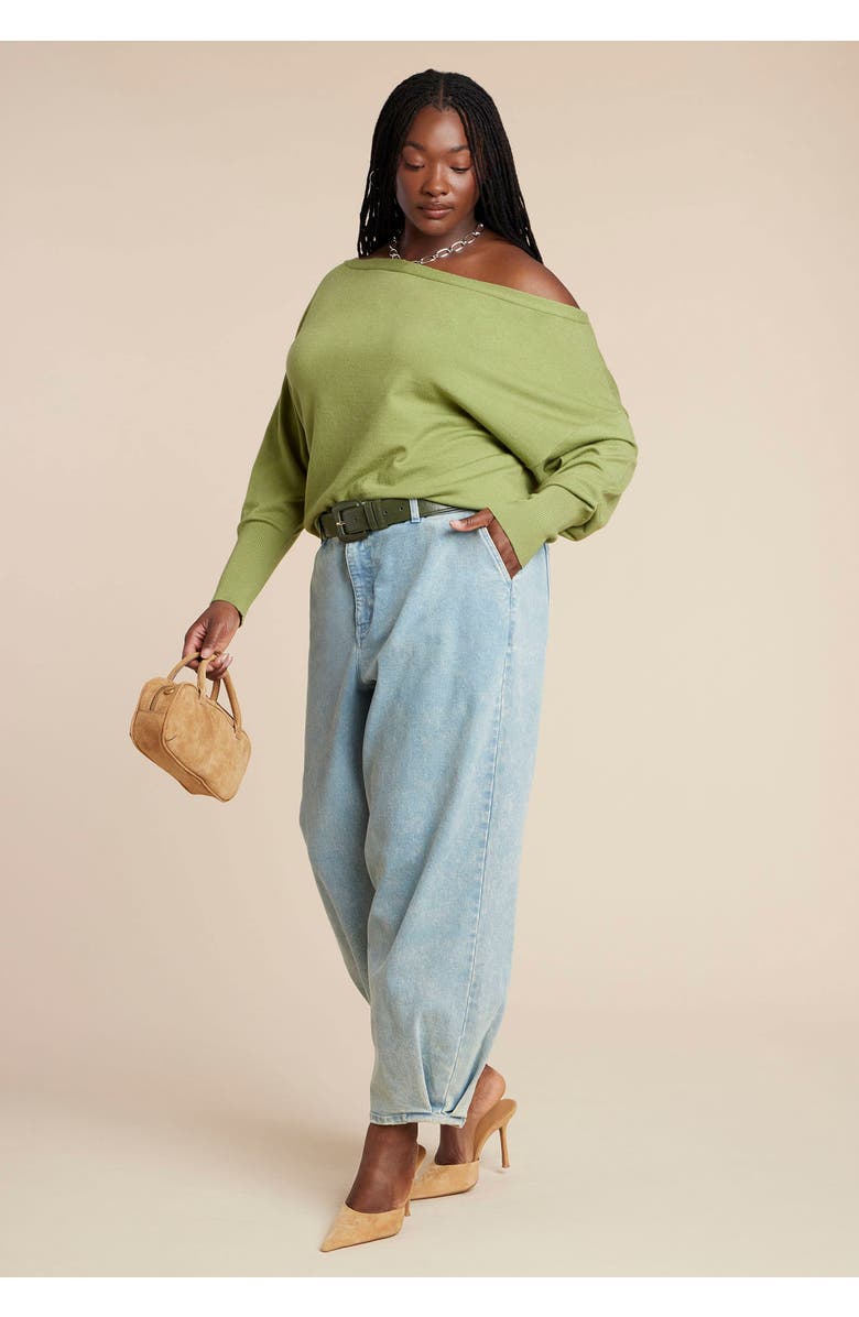 ELOQUII Slouchy Sweater, Alternate, color, Chartreuse