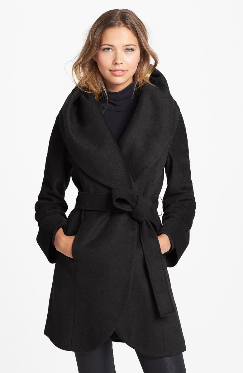 T Tahari Tahari 'Marla' Cutaway Wrap Coat with Oversized Collar, Main, color, 