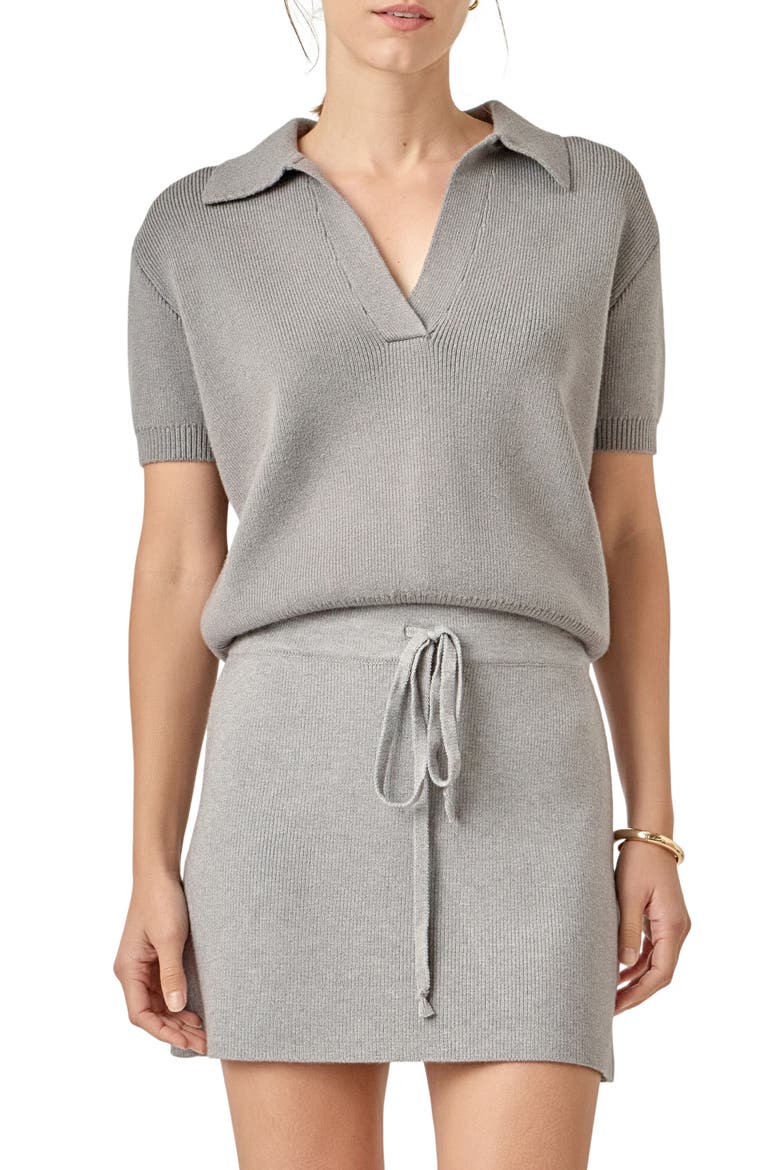 Johnny Collar Knit Top, Main, color, HEATHER GREY