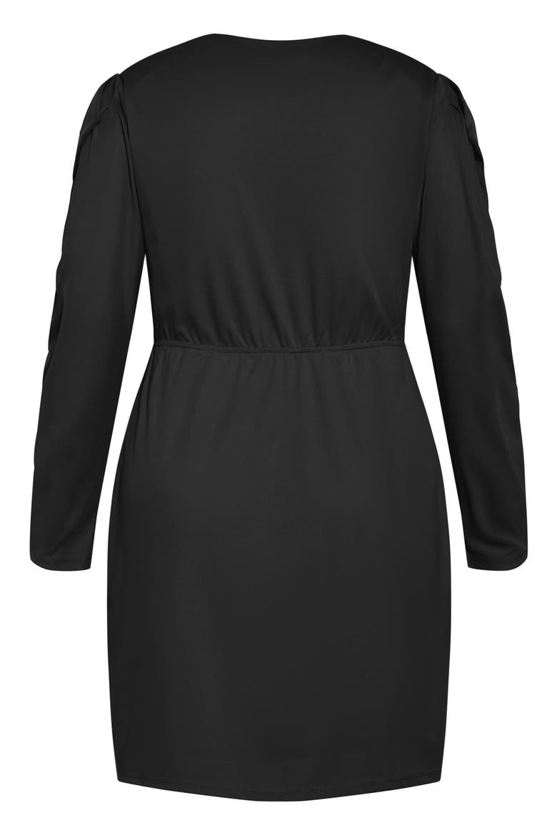 Freya Iris Long Sleeve Faux Wrap Dress, Alternate, color, BLACK