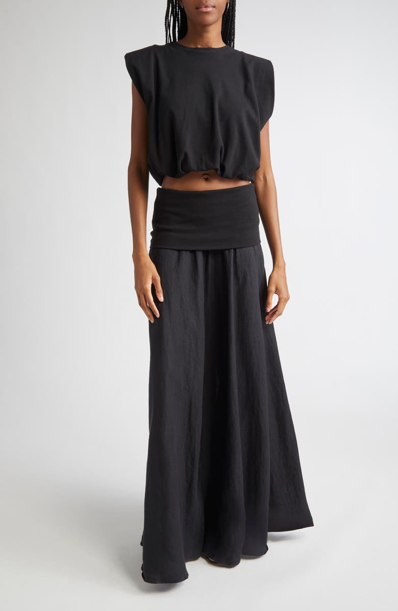 Johanna Ortiz Muraya Crop Oversize Cover-Up T-Shirt, Alternate, color, Black