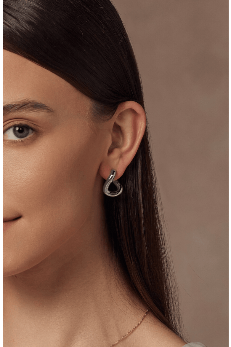 14k Gold Plated Chase Twisted Hoop Earrings Gift Idea, Alternate, color, Silver