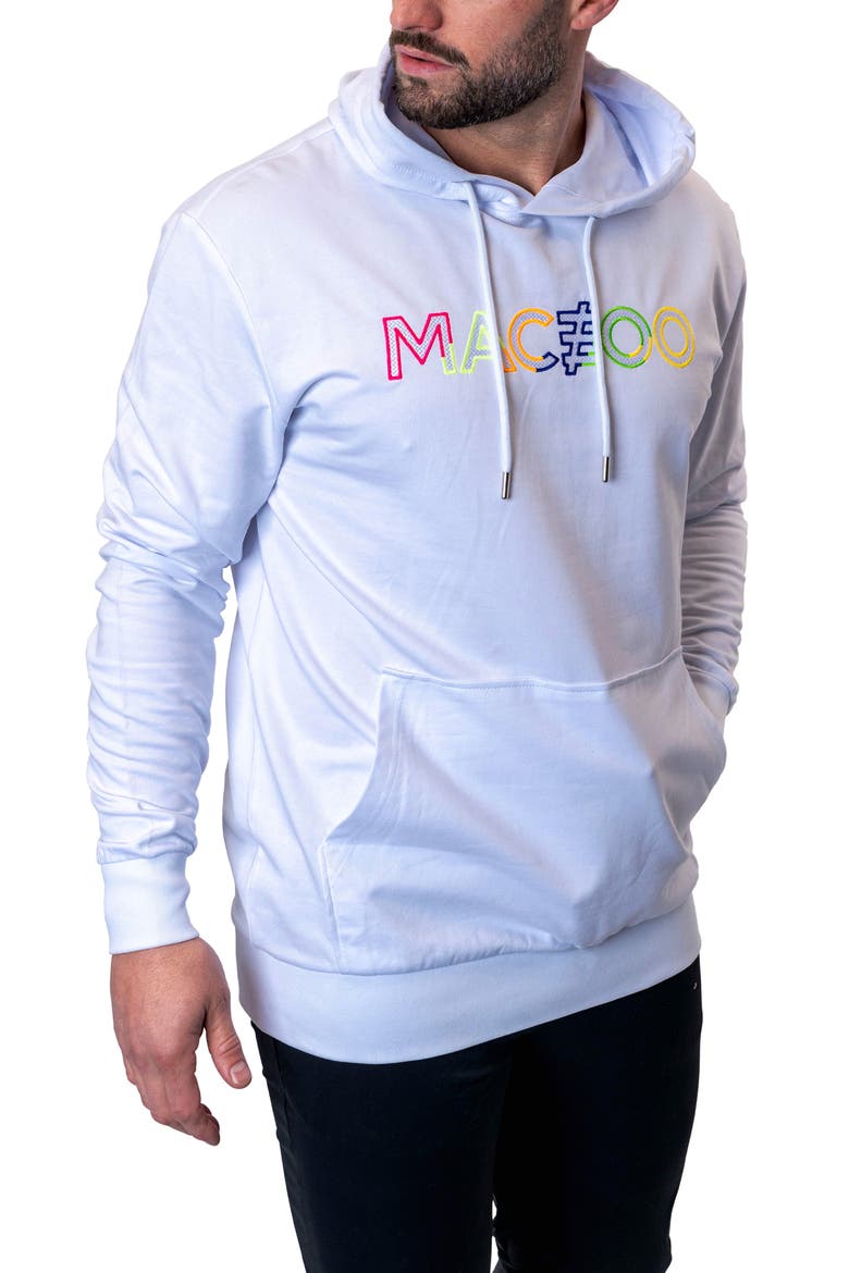 TrueColors Embroidered Logo Hoodie, Alternate, color, WHITE